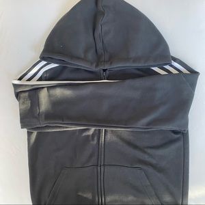 Adidas Black and White Hooded Sweat Jacket